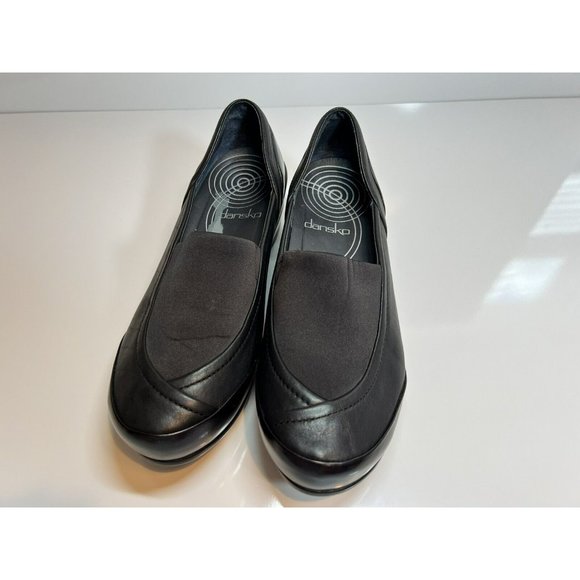 Women’s Dansko Black Leather Comfort Clogs Stretch Knit, Size 8 in US. - Picture 11 of 11